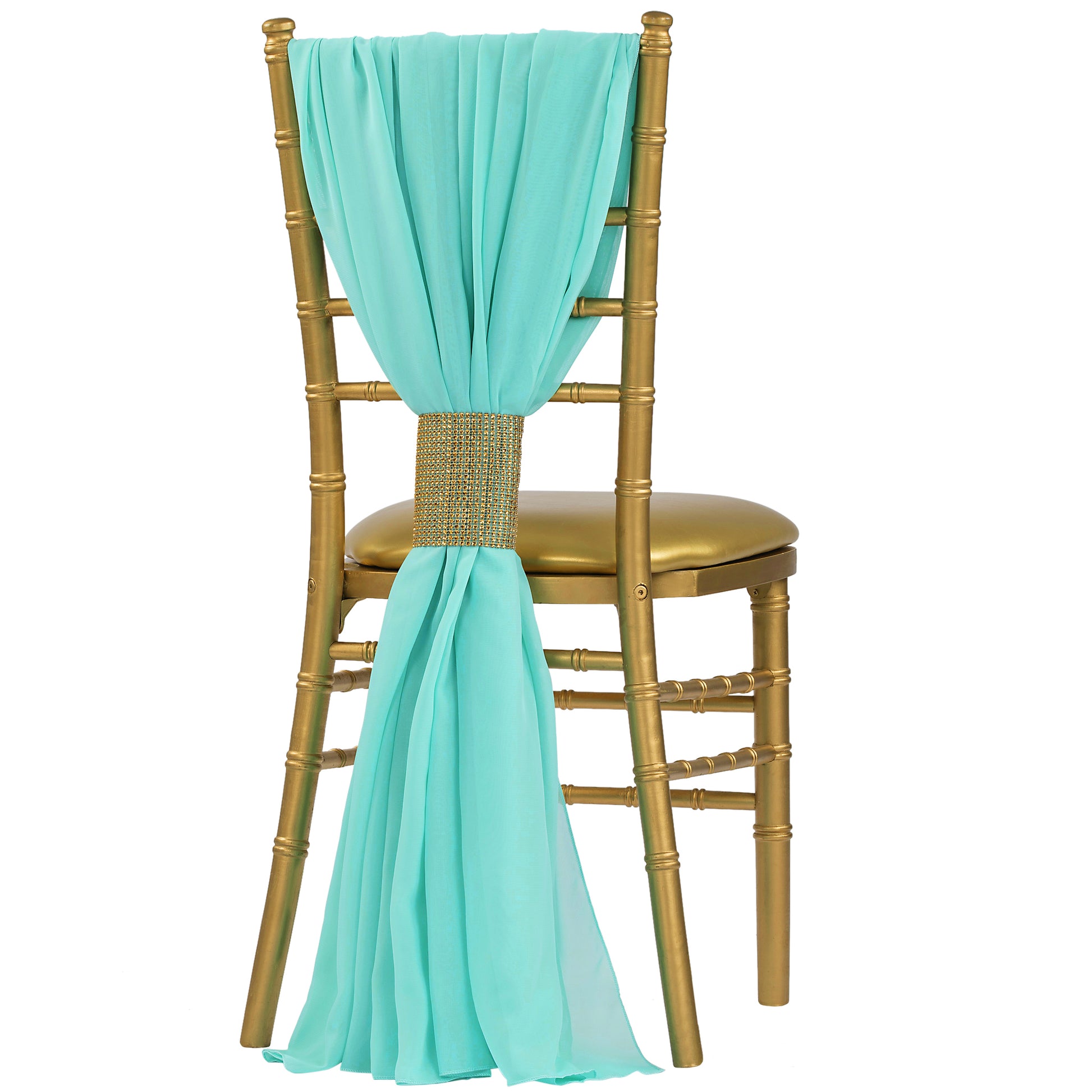 5pcs Pack of Chiffon Chair Sashes/Ties - Turquoise - CV Linens