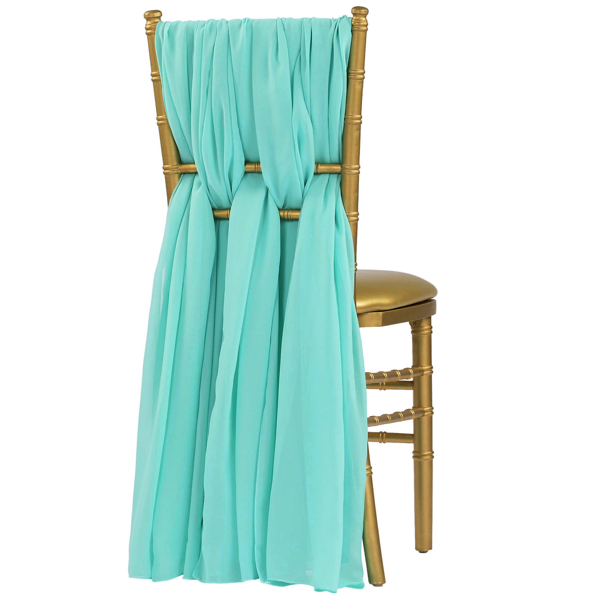5pcs Pack of Chiffon Chair Sashes/Ties - Turquoise - CV Linens
