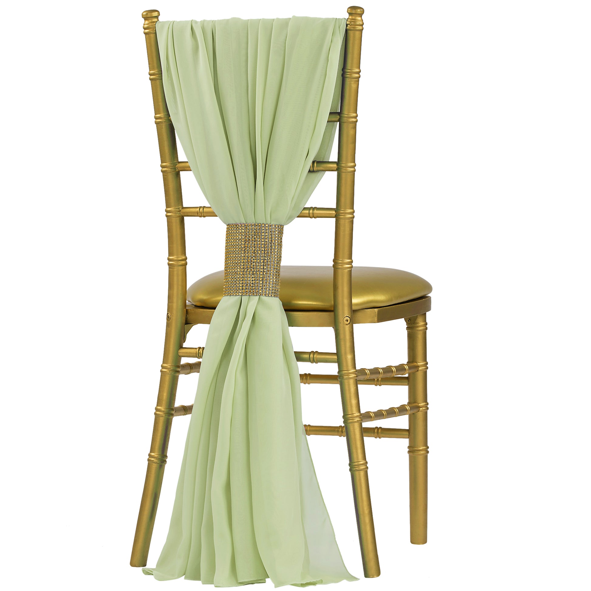 5pcs Pack of Chiffon Chair Sashes/Ties - Sage Green - CV Linens