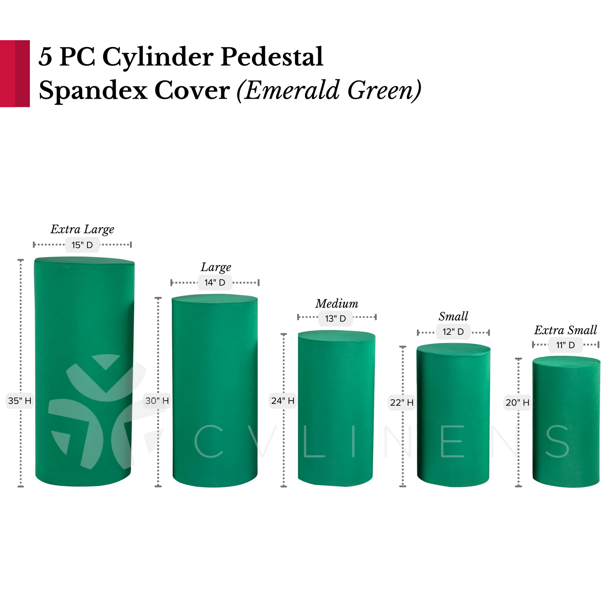 Spandex Pillar Covers for Metal Cylinder Pedestal Stands 5 pcs/set - Emerald Green