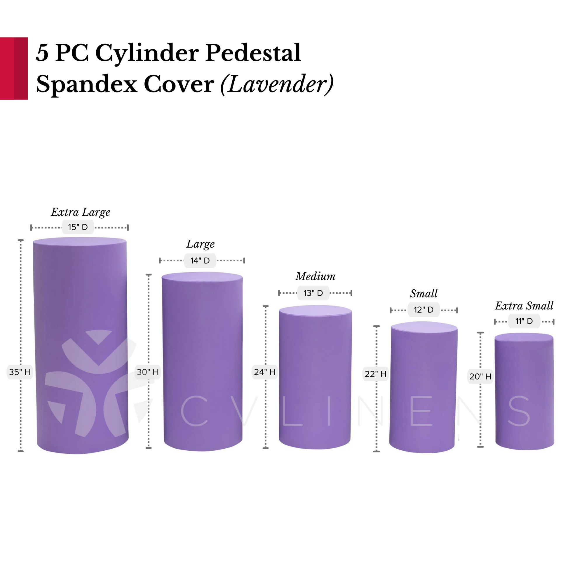 Spandex Pillar Covers for Metal Cylinder Pedestal Stands 5 pcs/set - Lavender