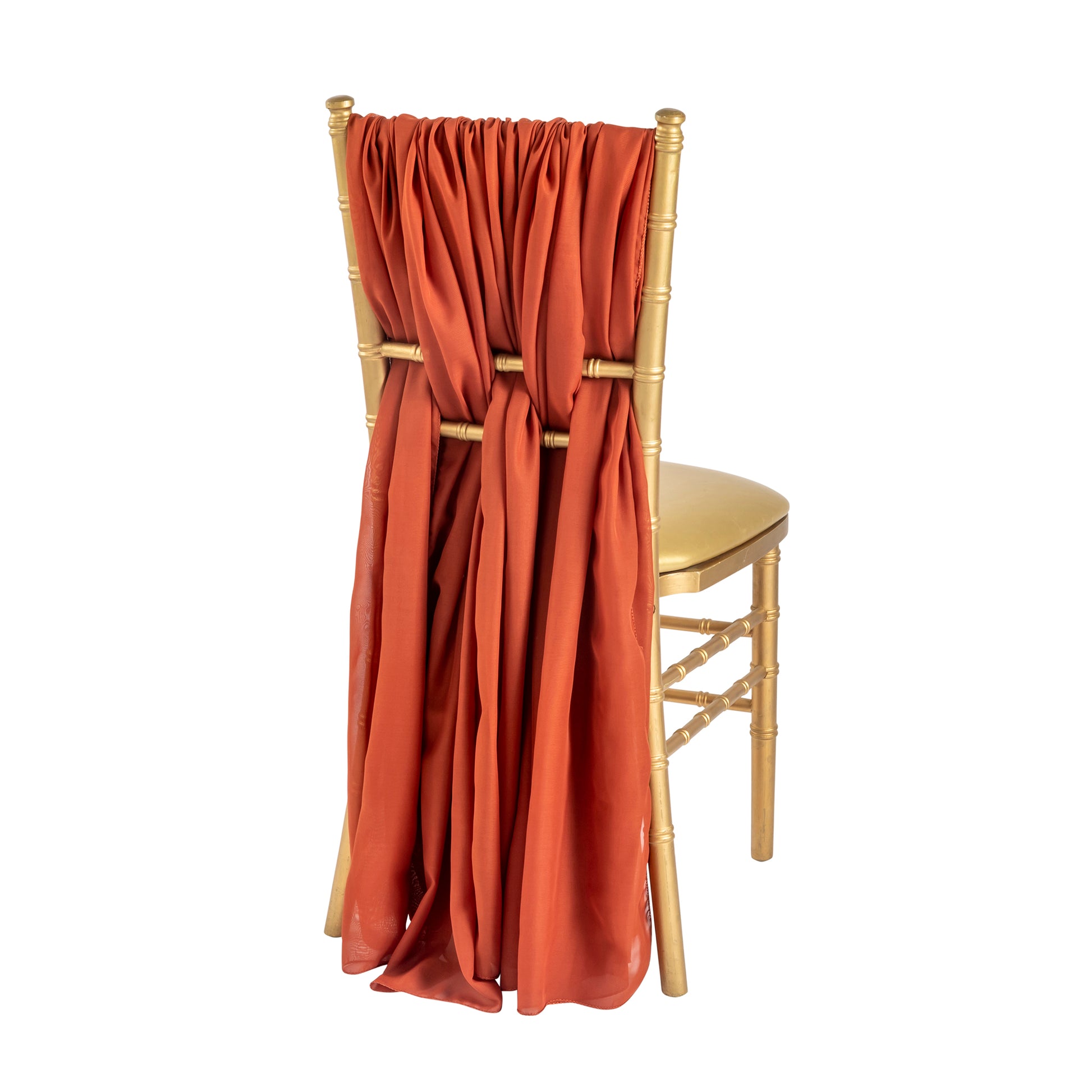 5pcs Pack of Chiffon Chair Sashes/Ties 19" x 72" - Rust