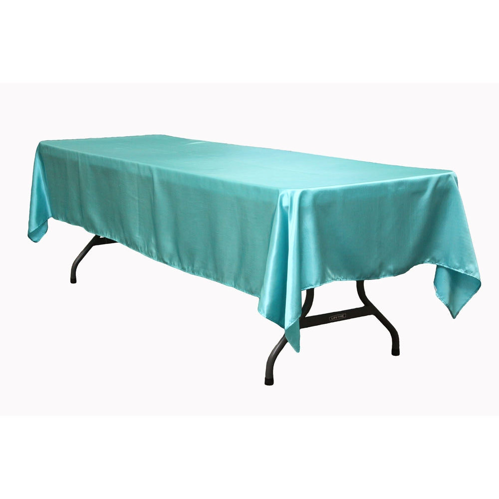 Satin Rectangular 60"x120" Tablecloth - Light Turquoise - CV Linens