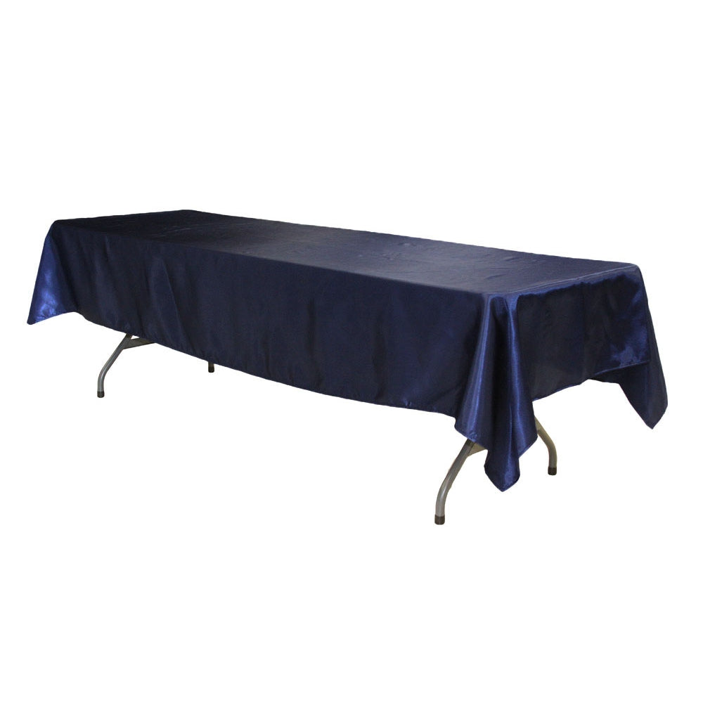 Satin Rectangular 60"x120" Tablecloth - Navy Blue - CV Linens