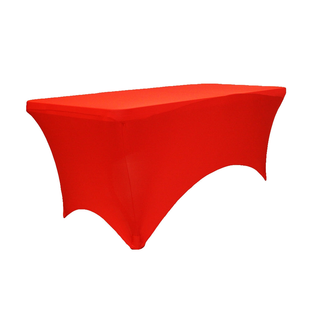 Rectangular 8 FT Spandex Table Cover - Red - CV Linens