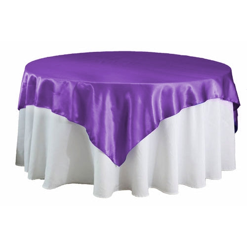 Square 72" Satin Table Overlay - Purple - CV Linens