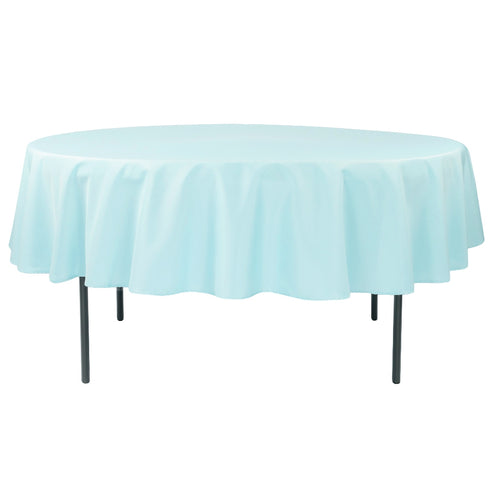 90 Round Baby Blue Polyester Tablecloth
