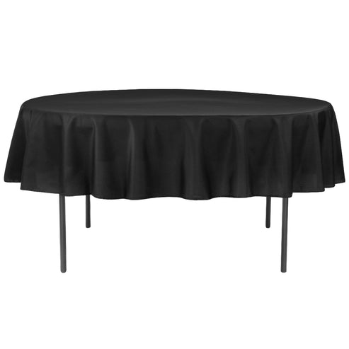 90 Round Black Polyester Tablecloth