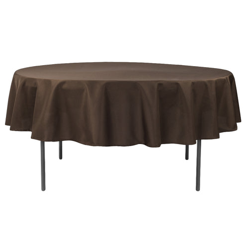 90 Round Chocolate Polyester Tablecloth