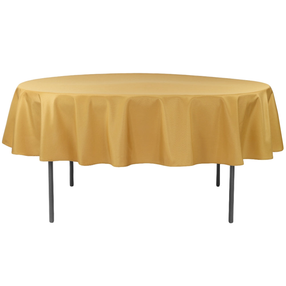 Economy Polyester Tablecloth 90" Round - Gold - CV Linens