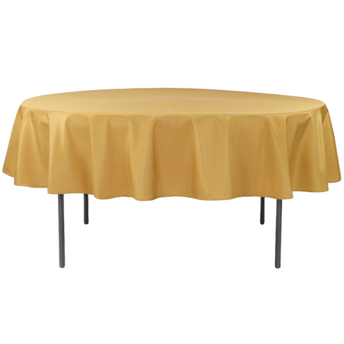 90 Round Gold Polyester Tablecloth