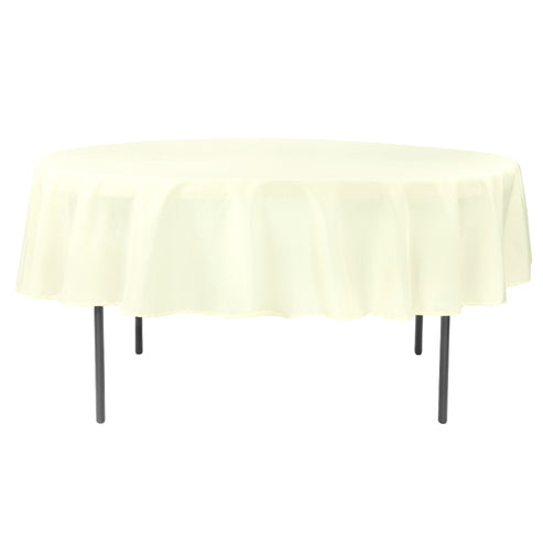 90 Round Ivory Polyester Tablecloth
