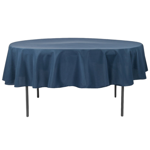90 Round Navy Blue Polyester Tablecloth