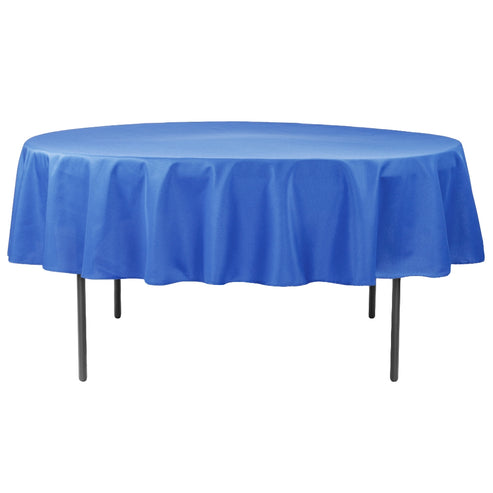 90 Round Royal Blue Polyester Tablecloth
