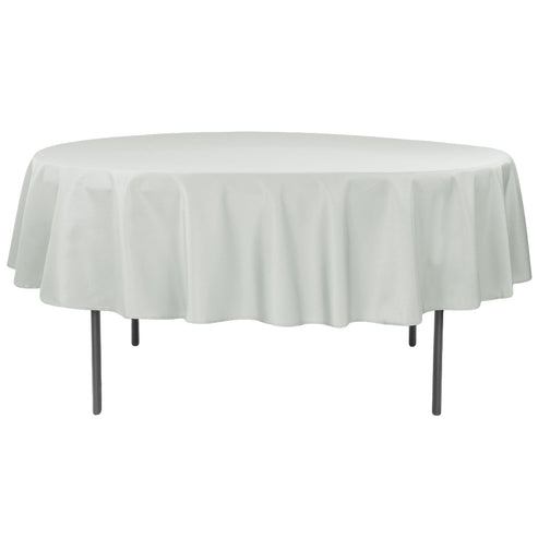 90 Round Silver Polyester Tablecloth