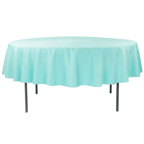 90 Round Turquoise Polyester Tablecloth