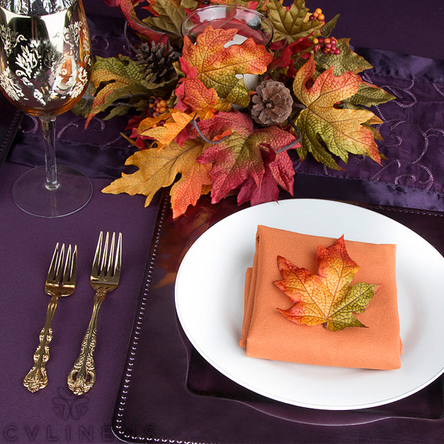 90"x132" Rectangular Oblong Premium Polyester Tablecloth - Eggplant/Plum | charger plate | dinner plate | wine goblet | napkin |