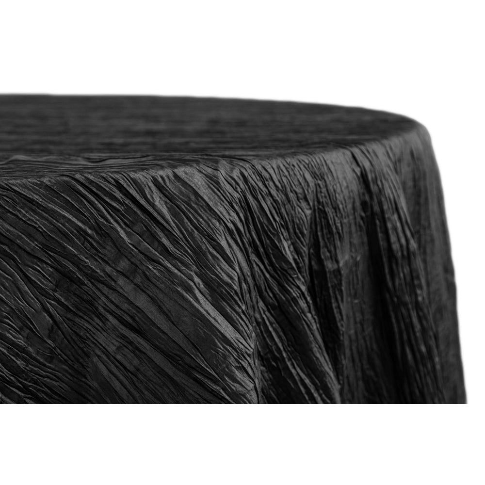 Accordion Crinkle Taffeta 120" Round Tablecloth - Black - CV Linens