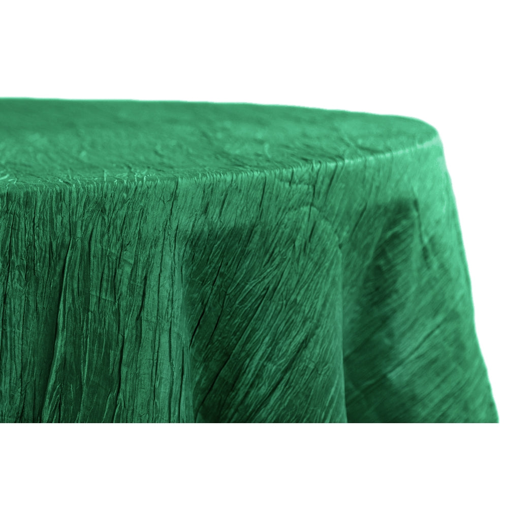 Accordion Crinkle Taffeta 132" Round Tablecloth - Emerald Green - CV Linens