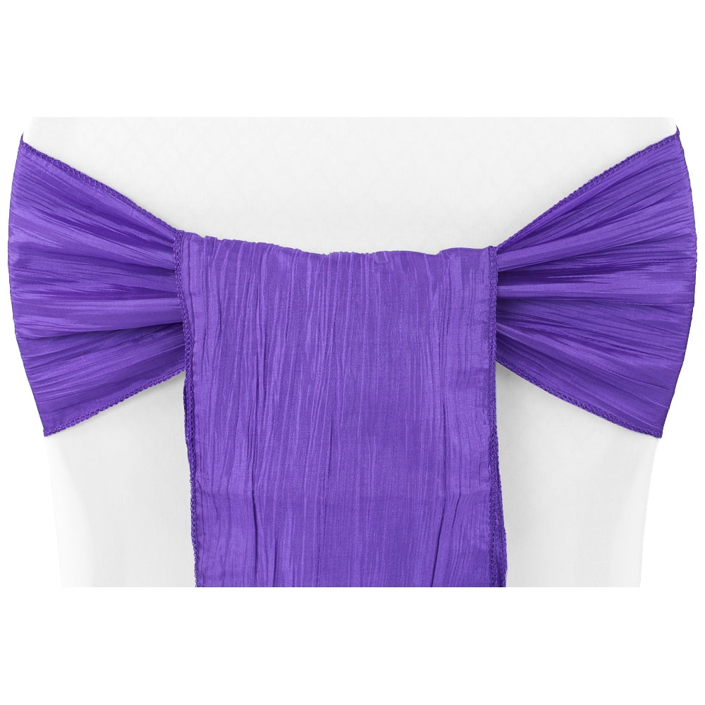 Accordion Crinkle Taffeta Chair Sash - Purple - CV Linens