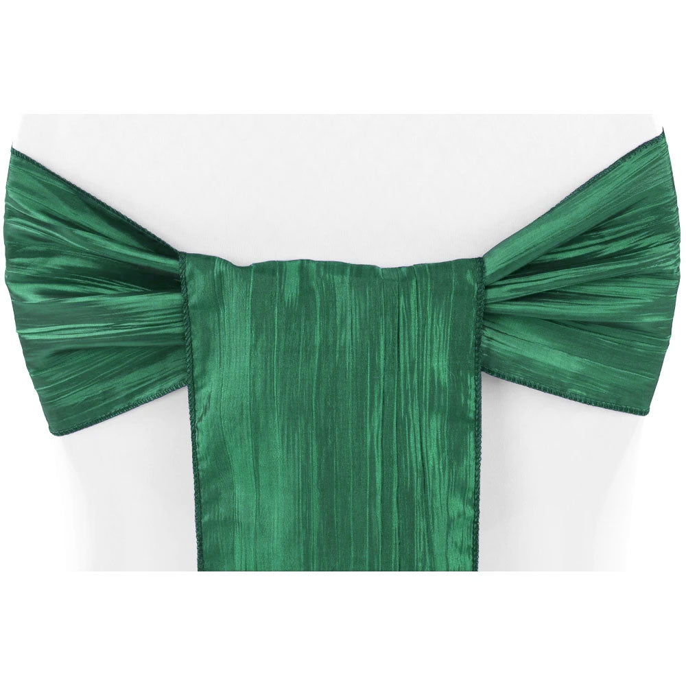 Accordion Crinkle Taffeta Chair Sash - Emerald Green - CV Linens