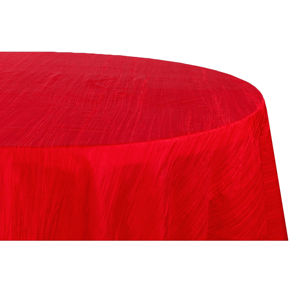 Accordion Crinkle Taffeta 120" Round Tablecloth - Red - CV Linens