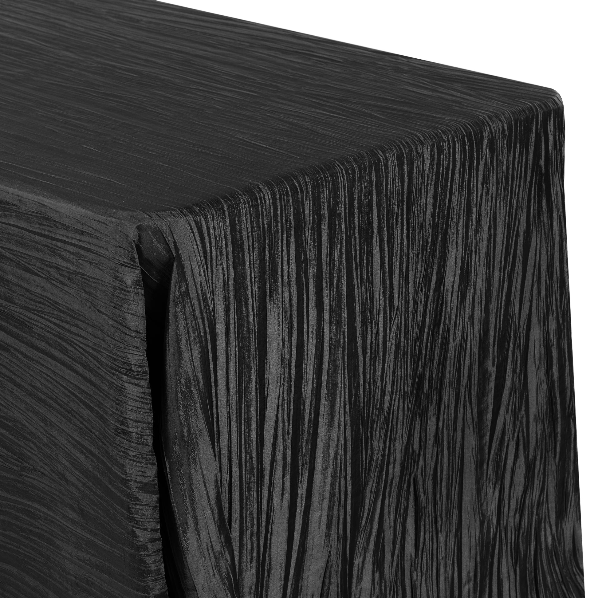 Accordion Crinkle Taffeta 90"x132" Rectangular Tablecloth - Black - CV Linens