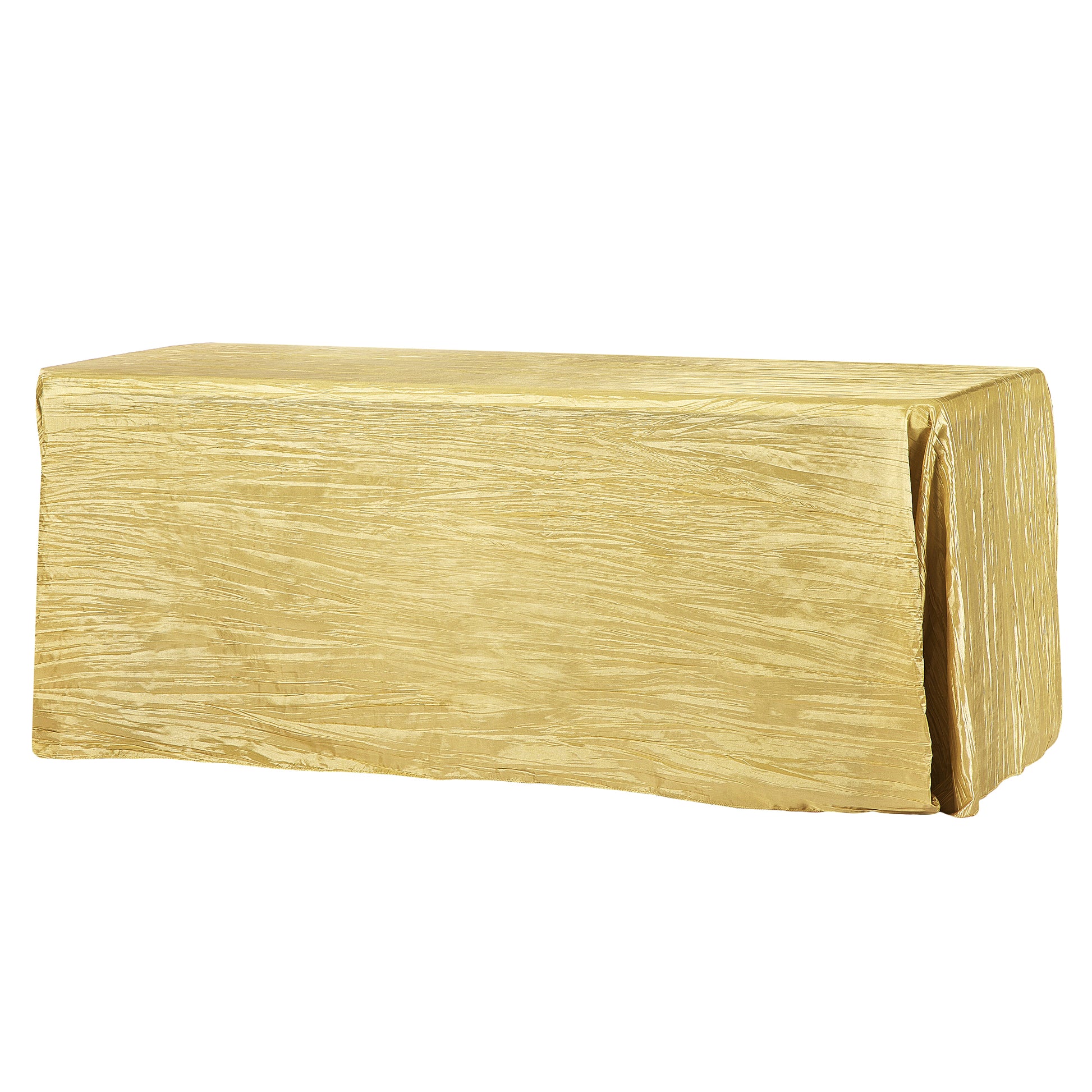 Accordion Crinkle Taffeta 90"x132" Rectangular Tablecloth - Gold - CV Linens