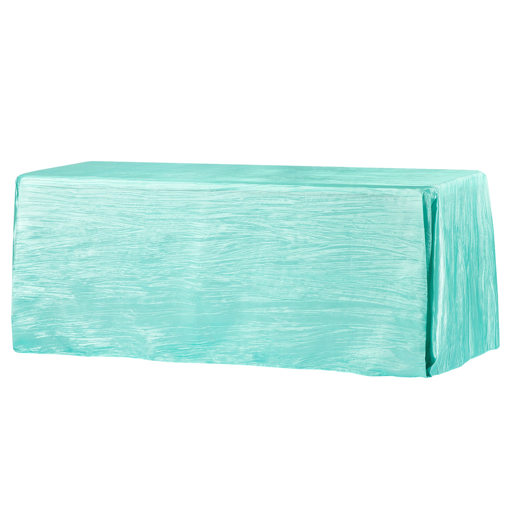 Accordion Crinkle Taffeta 90"x132" Rectangular Tablecloth - Turquoise - CV Linens