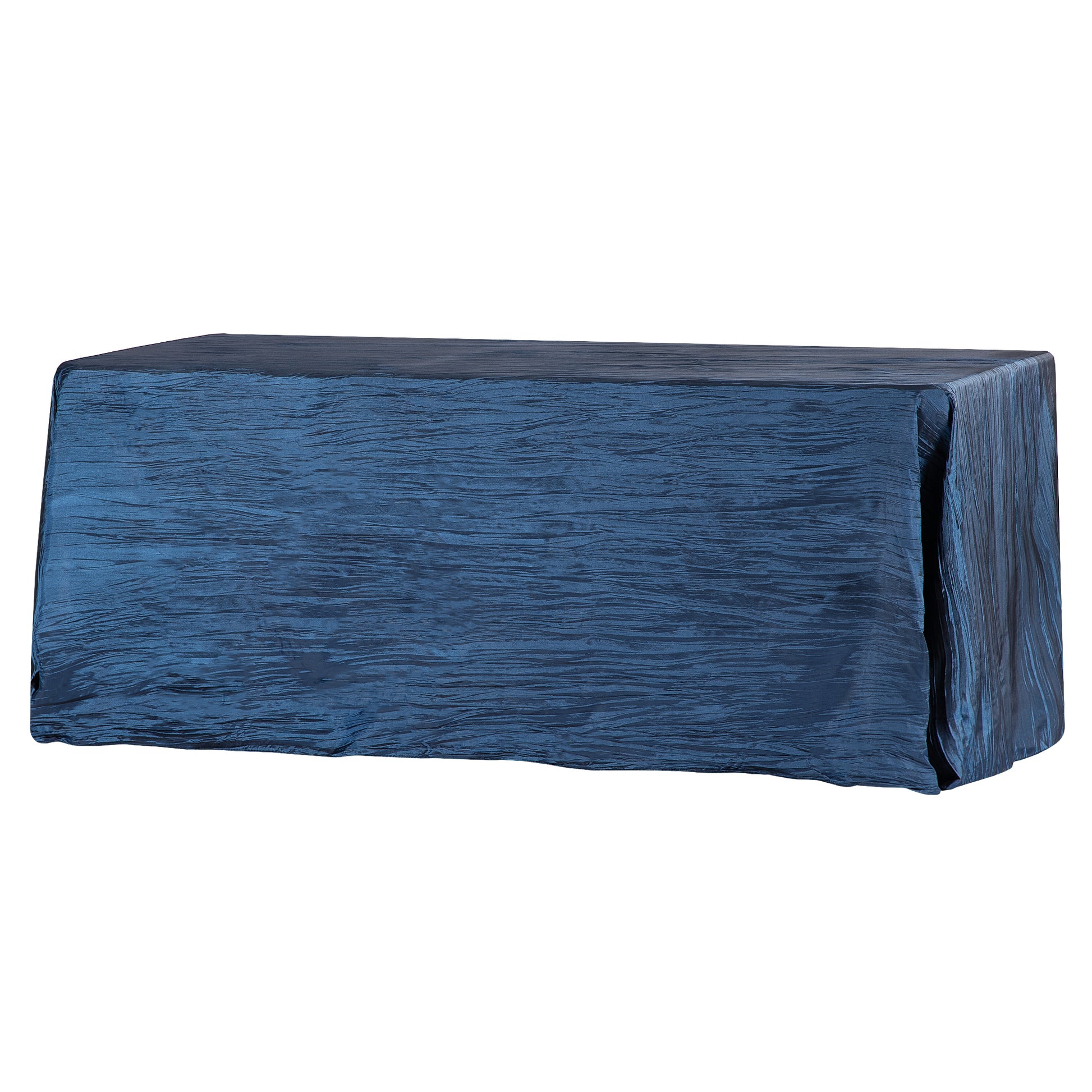 Accordion Crinkle Taffeta 90"x156" Rectangular Tablecloth - Navy Blue - CV Linens