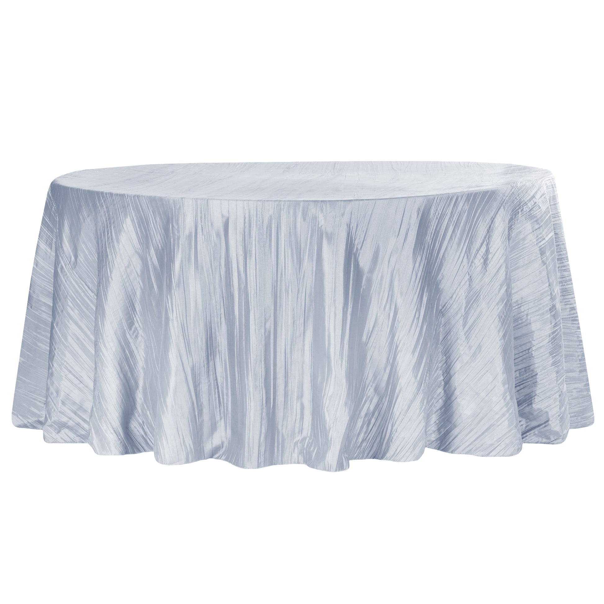 Accordion Crinkle Taffeta 120" Round Tablecloth - Dusty Blue - CV Linens
