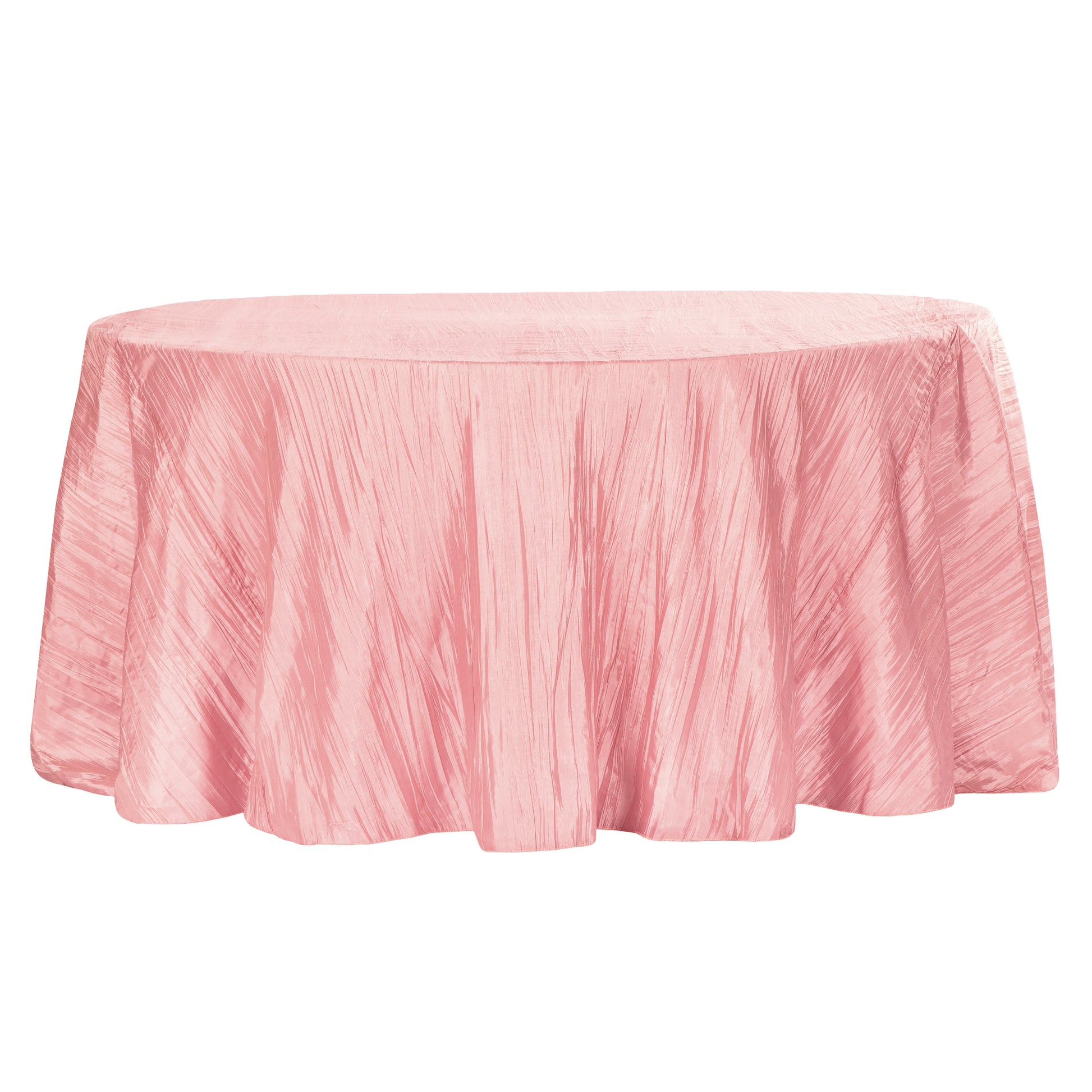 Accordion Crinkle Taffeta 120" Round Tablecloth - Dusty Rose/Mauve - CV Linens