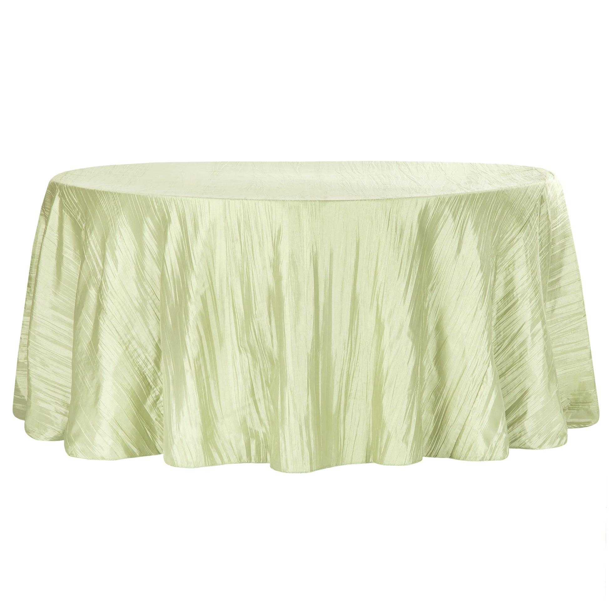 Accordion Crinkle Taffeta 132" Round Tablecloth - Sage Green - CV Linens