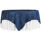 Accordion Crinkle Taffeta Table Overlay Topper 85"x85" Square  - Navy Blue - CV Linens