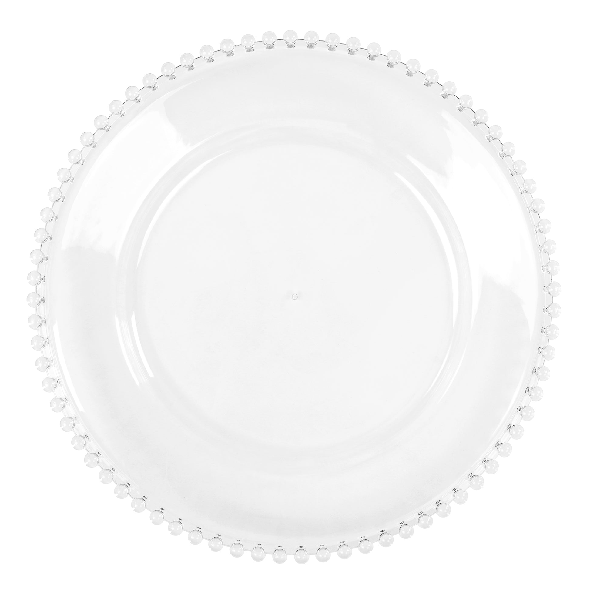 Acrylic Beaded 13" Round Charger Plate - Clear - CV Linens