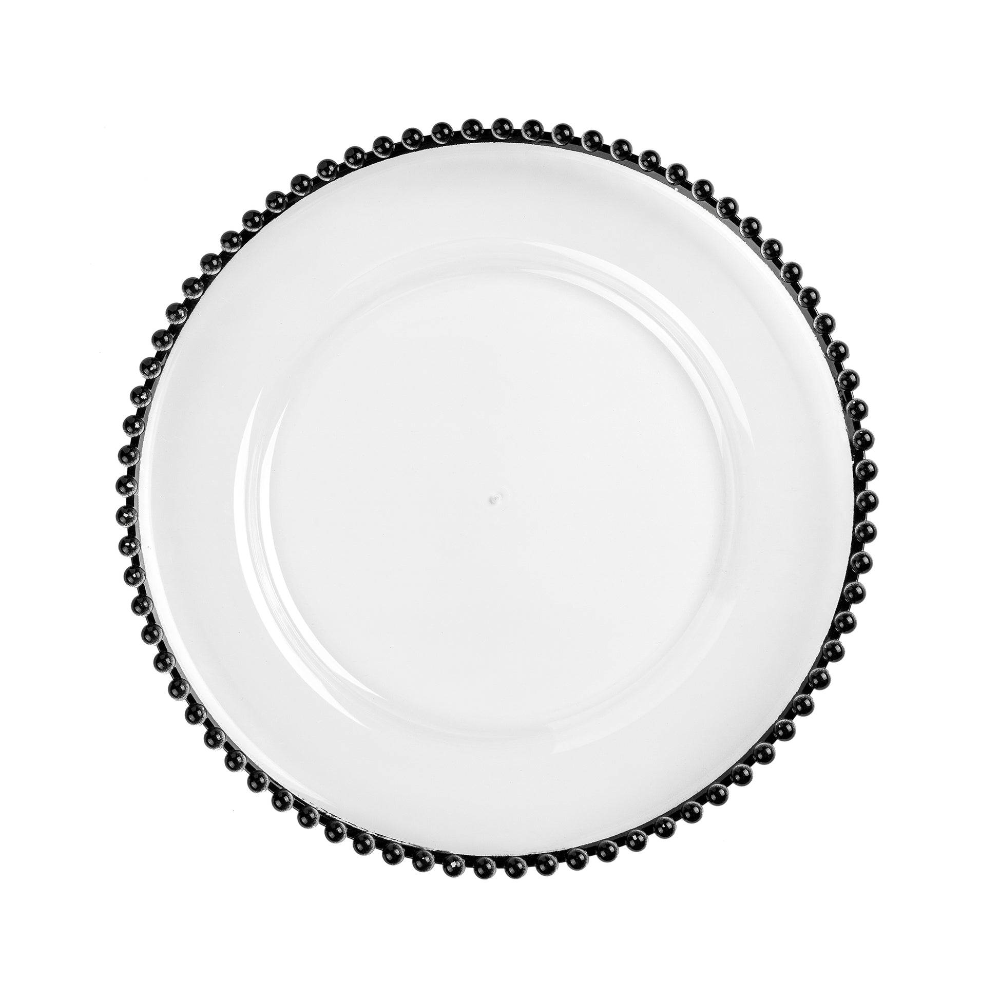 Acrylic Beaded 13" Round Charger Plate - Black Trim - CV Linens
