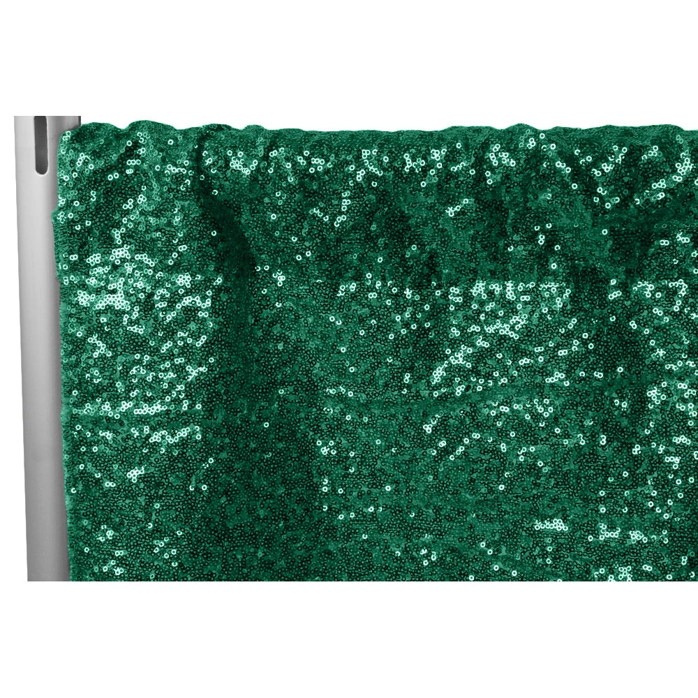 Glitz Sequin 12ft H x 52" W Drape/Backdrop panel - Emerald Green - CV Linens