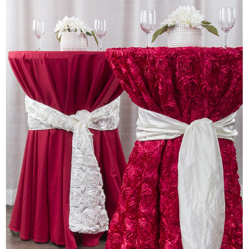 84-Inch Satin Table Runner With 3D Rose Spiral – Floral Wedding Party Decoration, Custom Bundle Available