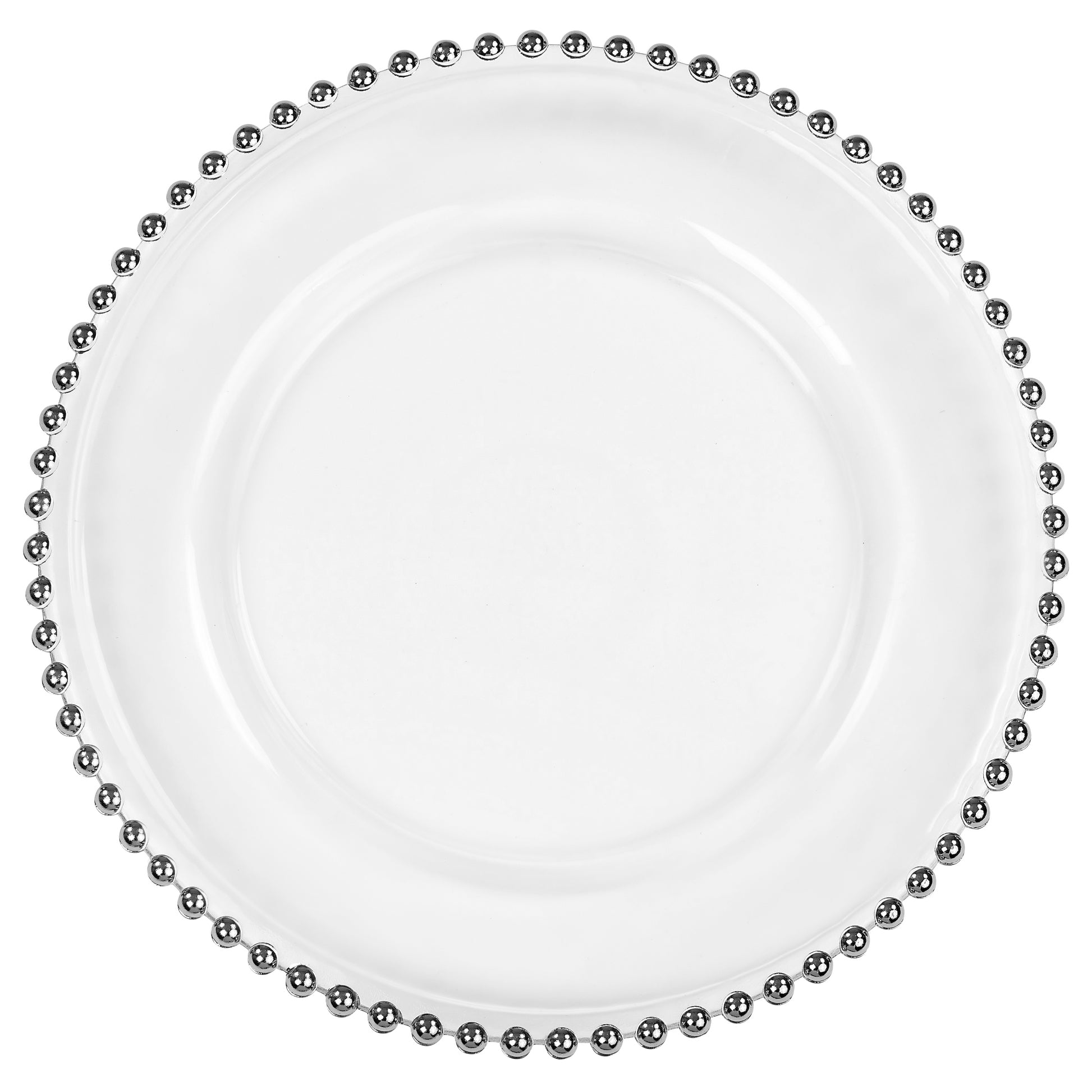 Beaded Glass Charger Plate Silver Trim CV Linens™
