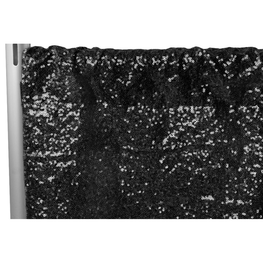 Glitz Sequin 10ft H x 112" W Drape/Backdrop panel - Black - CV Linens