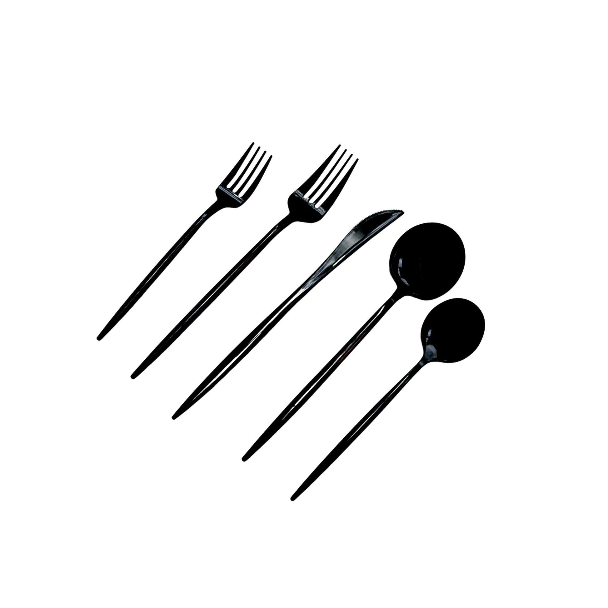 Black Plastic Cutlery Set 100 pcs/pk - Mod Collection