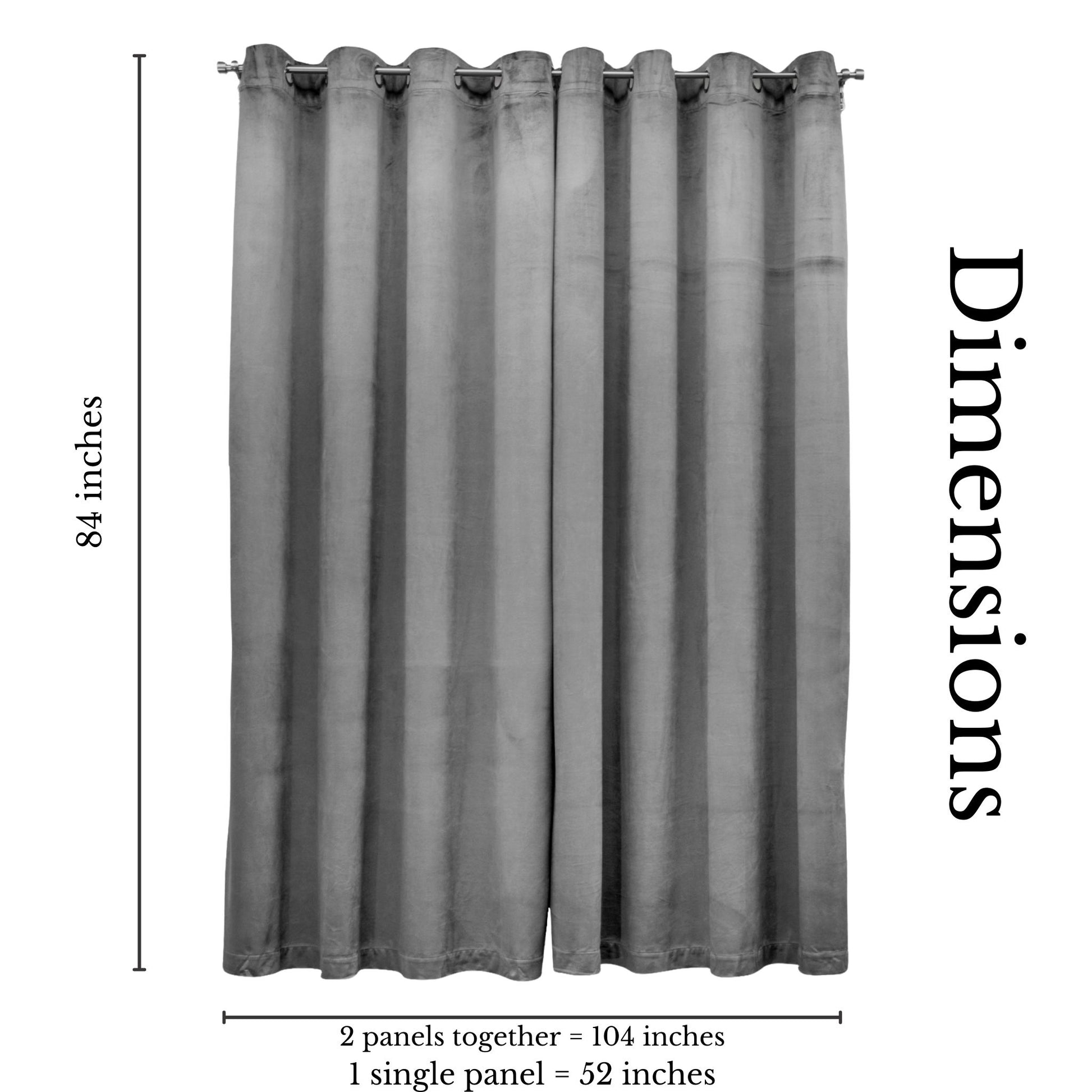 Blackout Velvet Window Curtain Panels (2 pcs) 52"w x 84"h - Dark Gray/Pewter