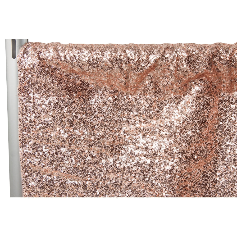 Glitz Sequin 14ft H x 112" W Drape/Backdrop panel - Blush/Rose Gold - CV Linens