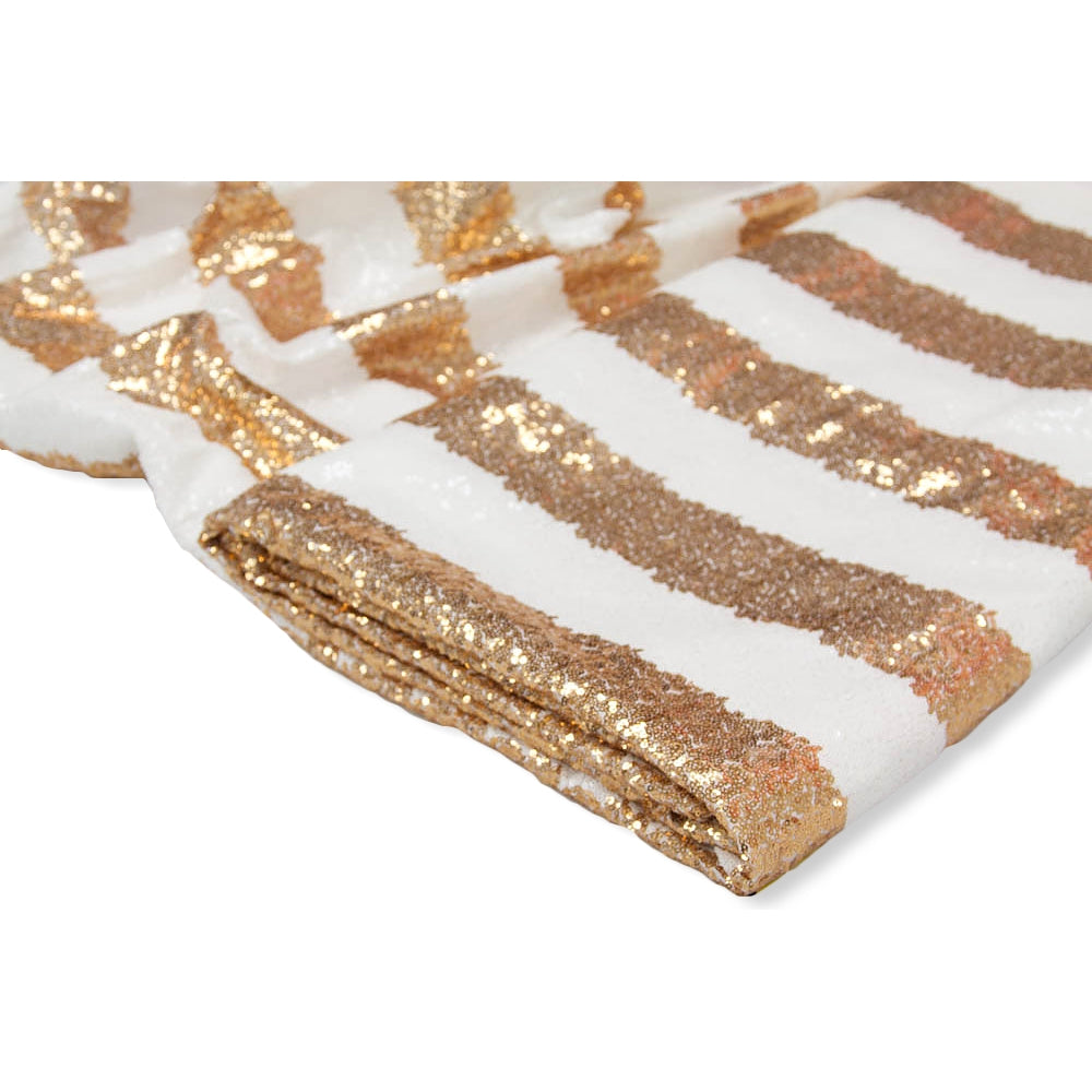 10 yards Stripe GLITZ Sequins Fabric Bolt - Gold & White - CV Linens