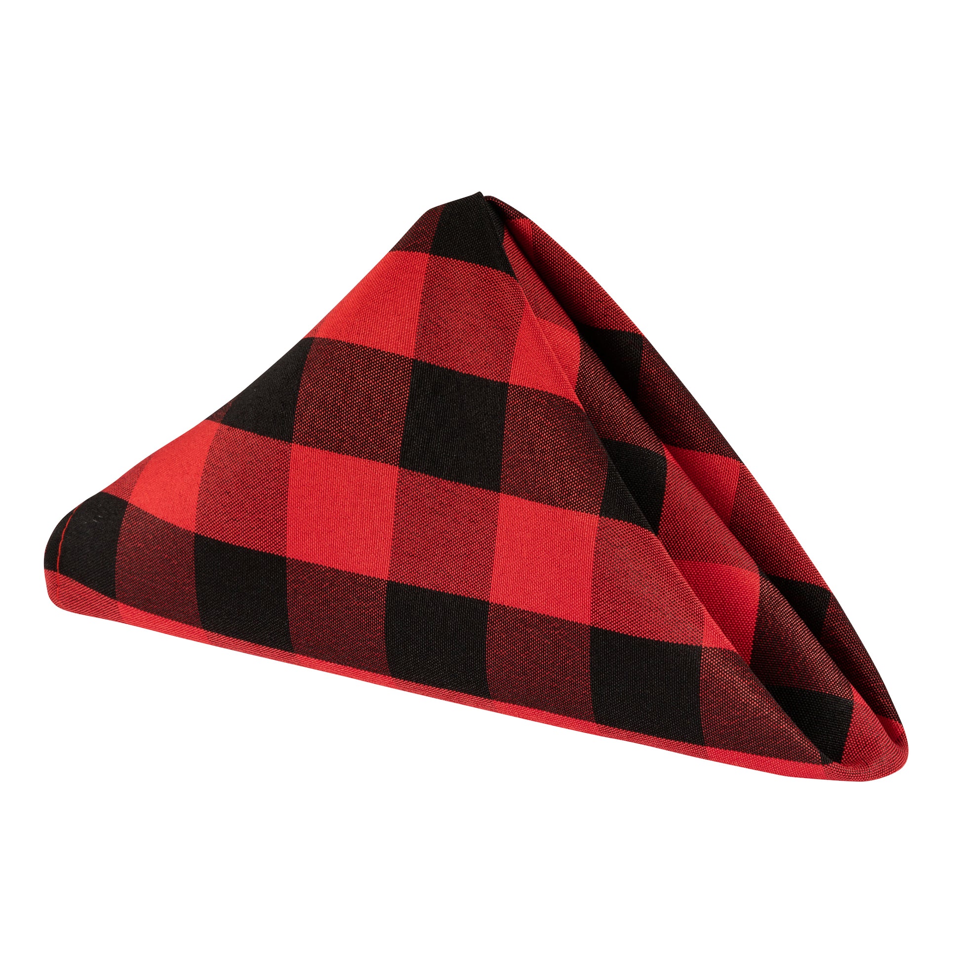 Buffalo Plaid Checkered Polyester Napkin 20"x20" - Black & Red - CV Linens