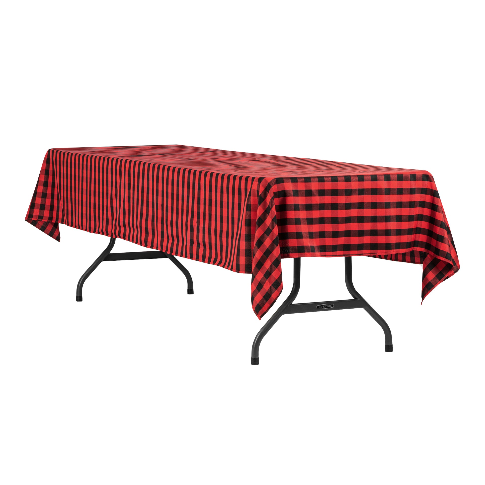 Buffalo Plaid Checkered Rectangular Polyester Tablecloth 60"x120" - Black & Red - CV Linens