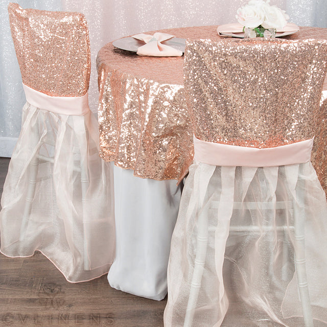 Sparkle Glitz Sequin Chiavari Chair Slip Cover - Blush/Rose Gold - CV Linens