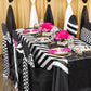 Stripe 54"x54" Satin Square Table Overlay - Black & White - CV Linens