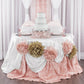 Wedding Rosette SATIN 132" Round Tablecloth - Blush/Rose Gold - CV Linens