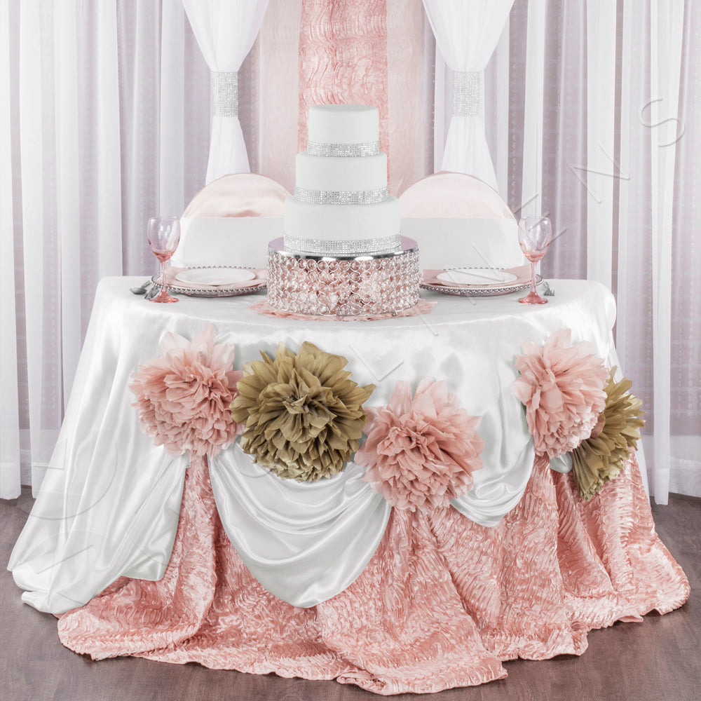 Wedding Rosette SATIN 120 Round Tablecloth - Blush/Rose Gold